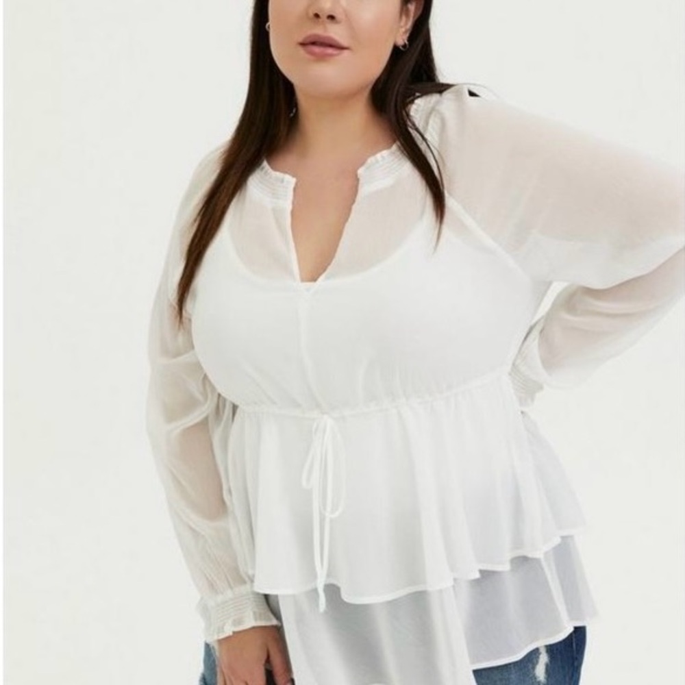 NWT Torrid Crinkle Chiffon Drawstring Blouse 1X